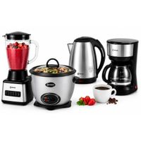 Combo Olla Arrocera Gris 1.5L Más Licuadora 1.5L Más Hervidor 1.8 Litros Plata Más Cafetera 6 T