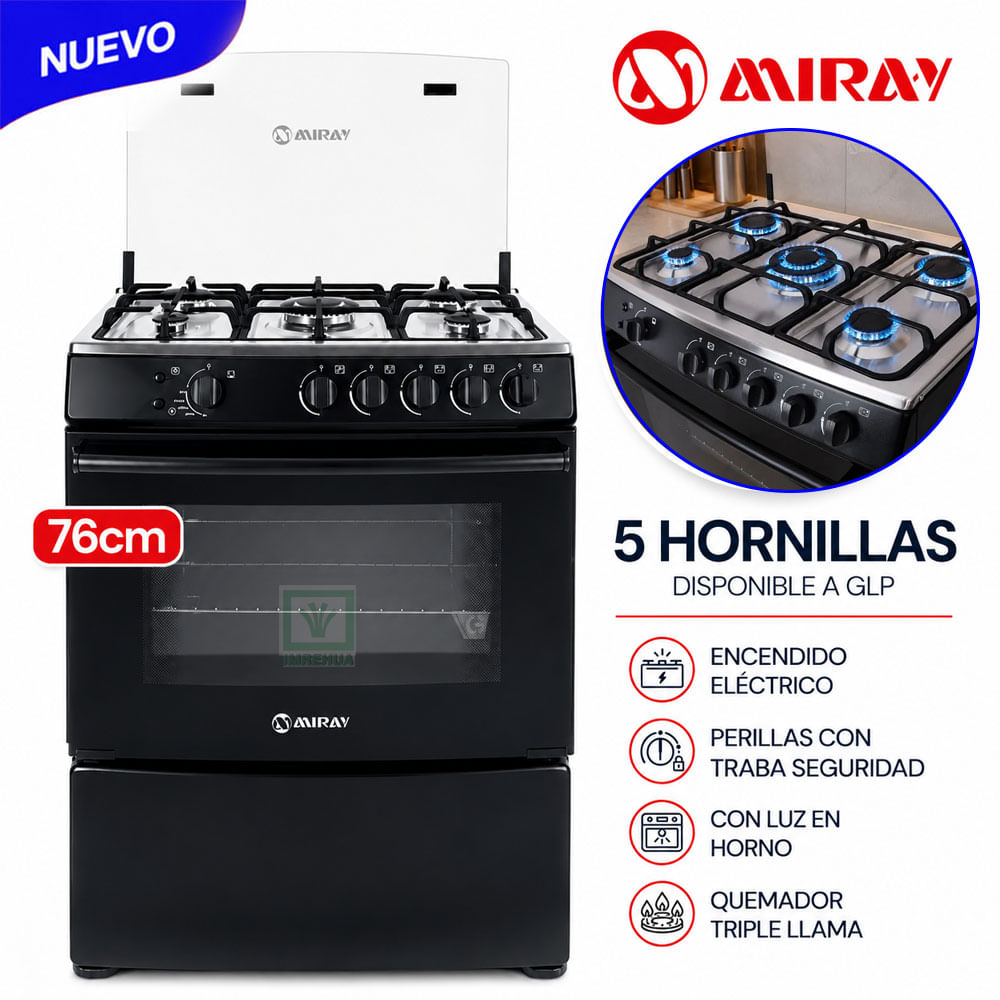Cocina a Gas  GIRASOL PLUS GLP 5 Hornillas Disponible a GLP