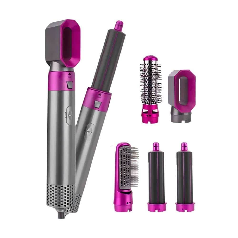 CEPILLO SECADOR DE CABELLO 5 EN 1 CON 5 CABEZALES INTERCAMBIABLES PARA ALISAR ONDULAR Y RIZAR