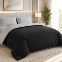 Funda Plumón Clásica Orma Hogar Reversible Negro/Plomo 200 Hilos Algodón Pima King