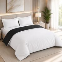 Funda Plumón Clásica Orma Hogar Reversible Blanco/Negro 200 Hilos Algodón Pima Queen