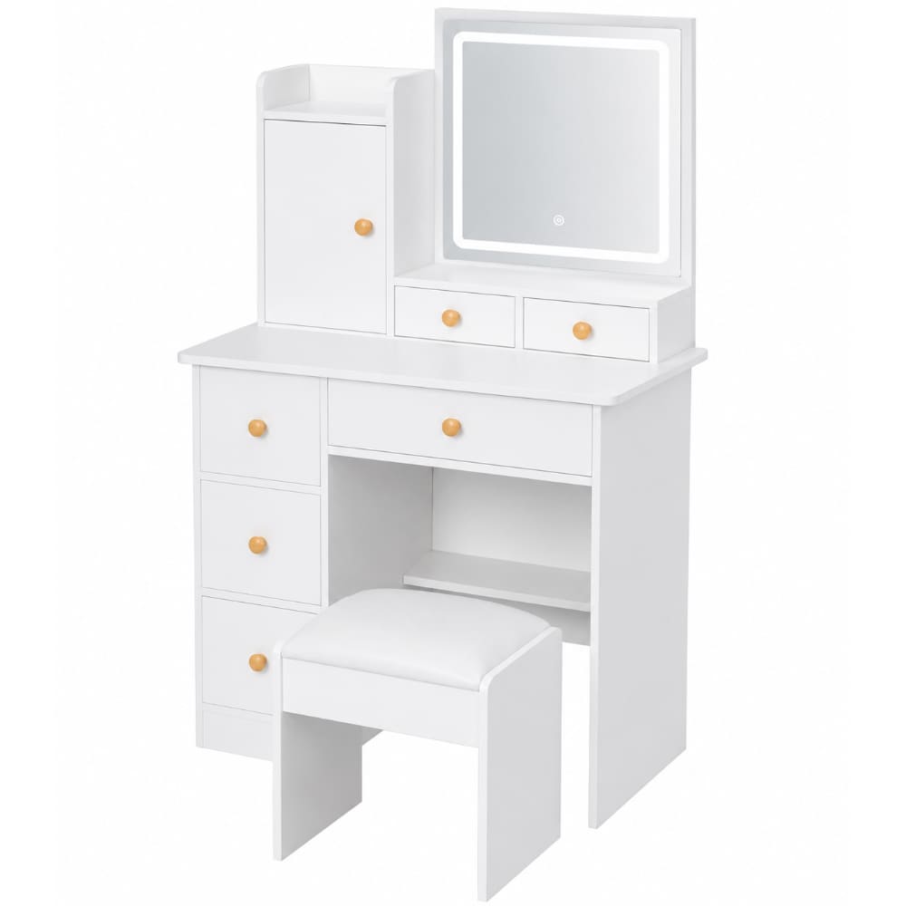 Tocador Luz LED Maquillaje Organizador Cajones Espejo Diseño Moderno Elegante WJY130D1