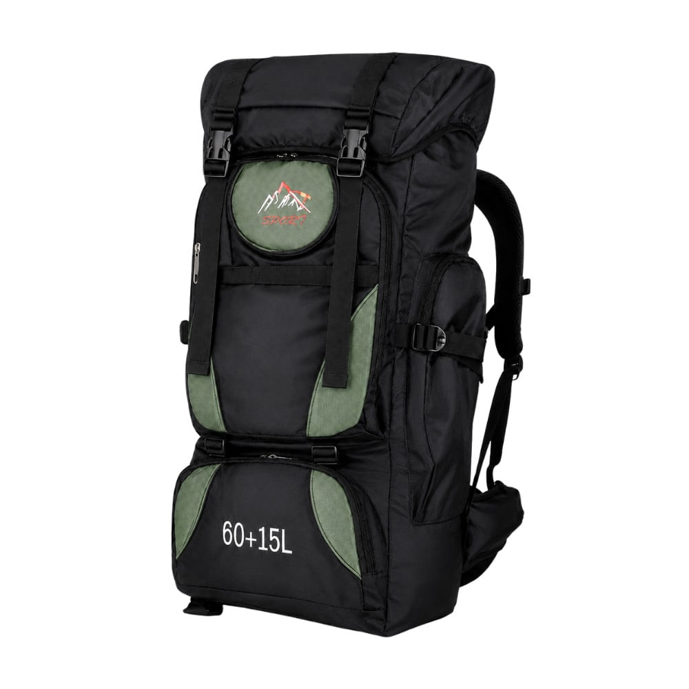 Mochila Campera de Alta Capacidad 60 + 15 L Sport 8533 Verde