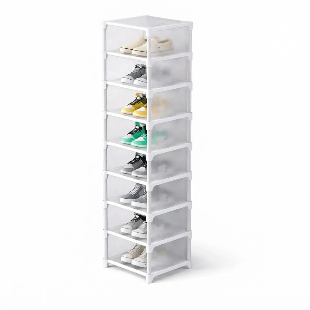 Zapatera Plastica de 8 Niveles Organizador 140cm de Alto Blanco