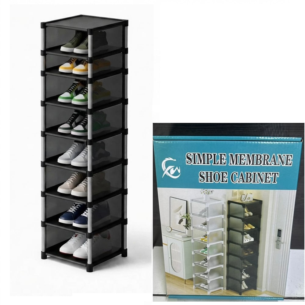 Zapatera Plastica de 8 Niveles Organizador 140cm de Alto Negro