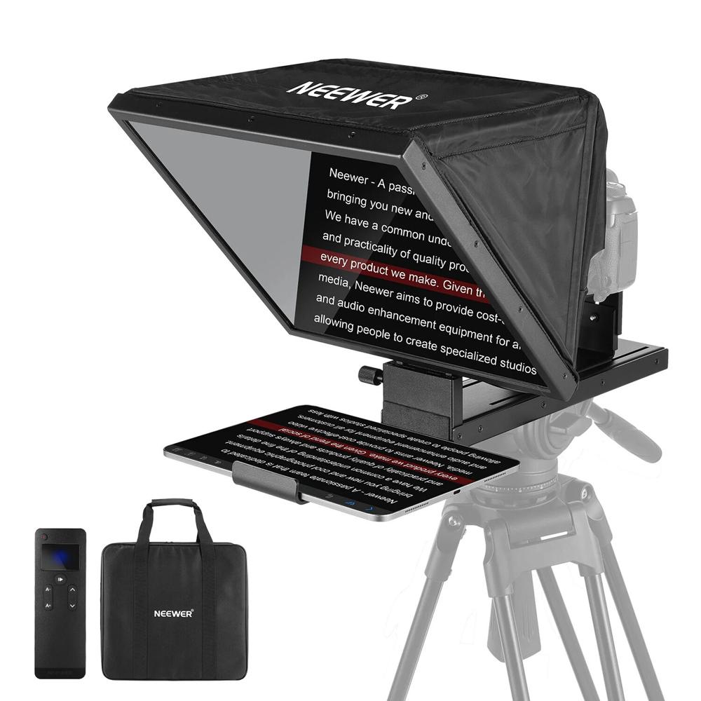 Neewer Teleprompter X16B para Tablet de 16"" con Cristal Beamsplitter 70/30 y Soporte para