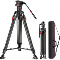 Neewer Tripode de Carbono LL37 con Cabezal Fluido - Capacidad de Carga 22 lb, Altura de Tr