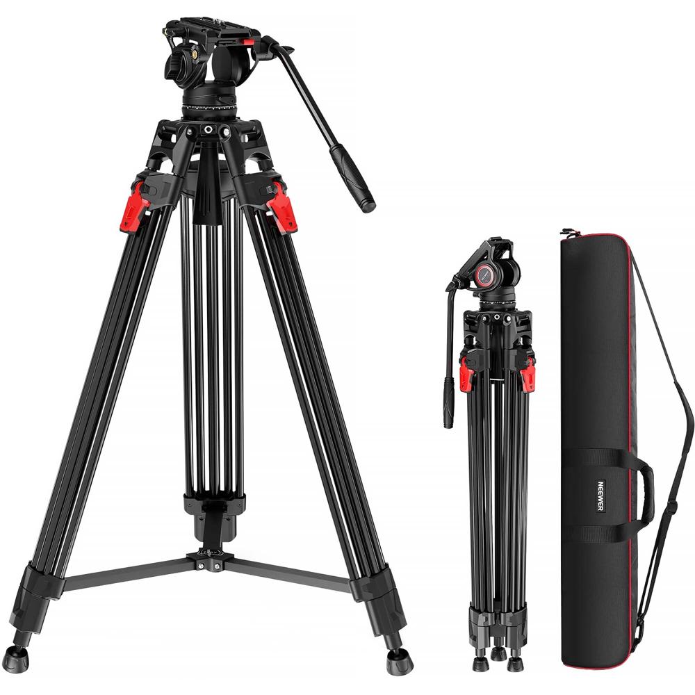 Neewer Tripode de Aluminio LL27 con Cabezal Fluido - Capacidad de Carga 17.6 lb, Altura de