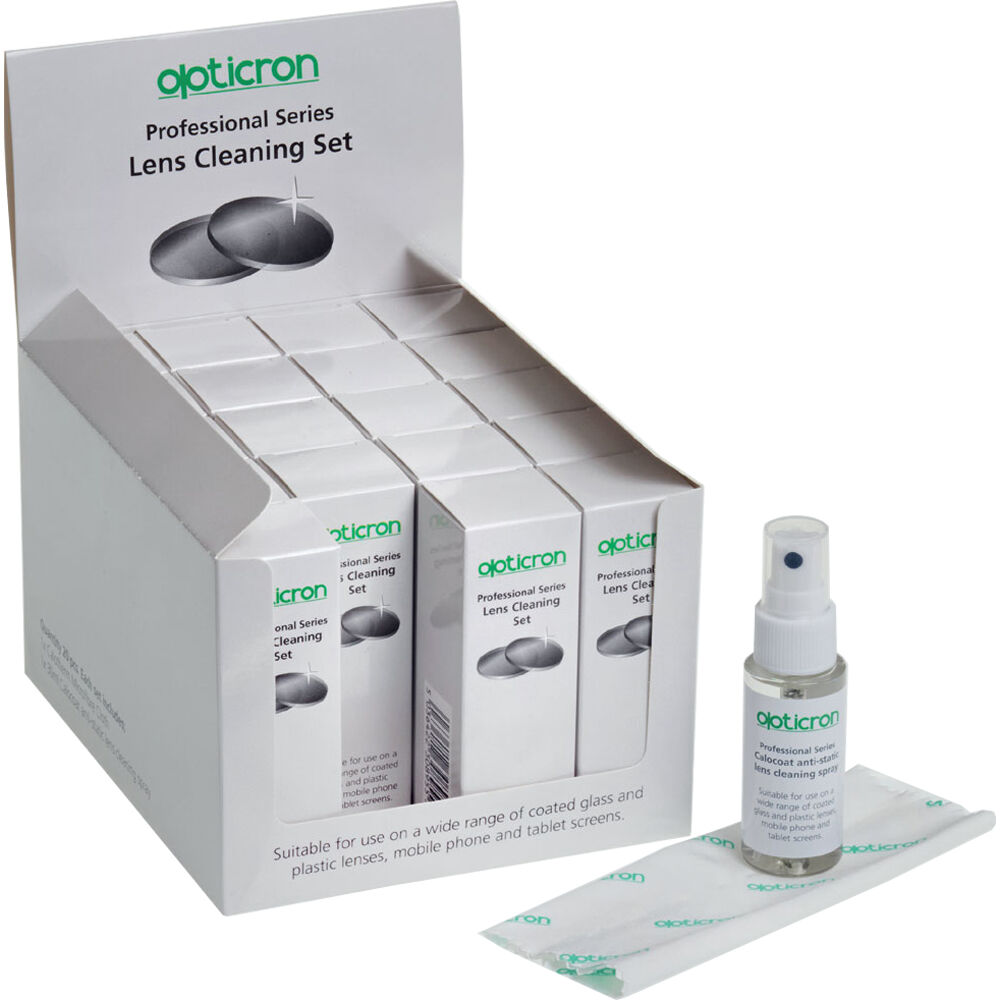 Opticron Pro Series Set de Limpieza de Lentes 20-Pack con Spray Calocoat 30mL y Paño Micr
