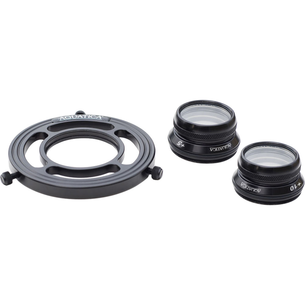 Aquatica Kit Completo de Lentes Dioptricas +5 / +10 para Macro con Soporte de Lente