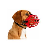 Bozal De Silicona Flexible Tipo Canastilla Para Perros Talla 3 Color Rojo