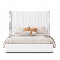 Cama Tapizada Listón con Tachuelas LeMueble Crudo Claro 2 Plazas