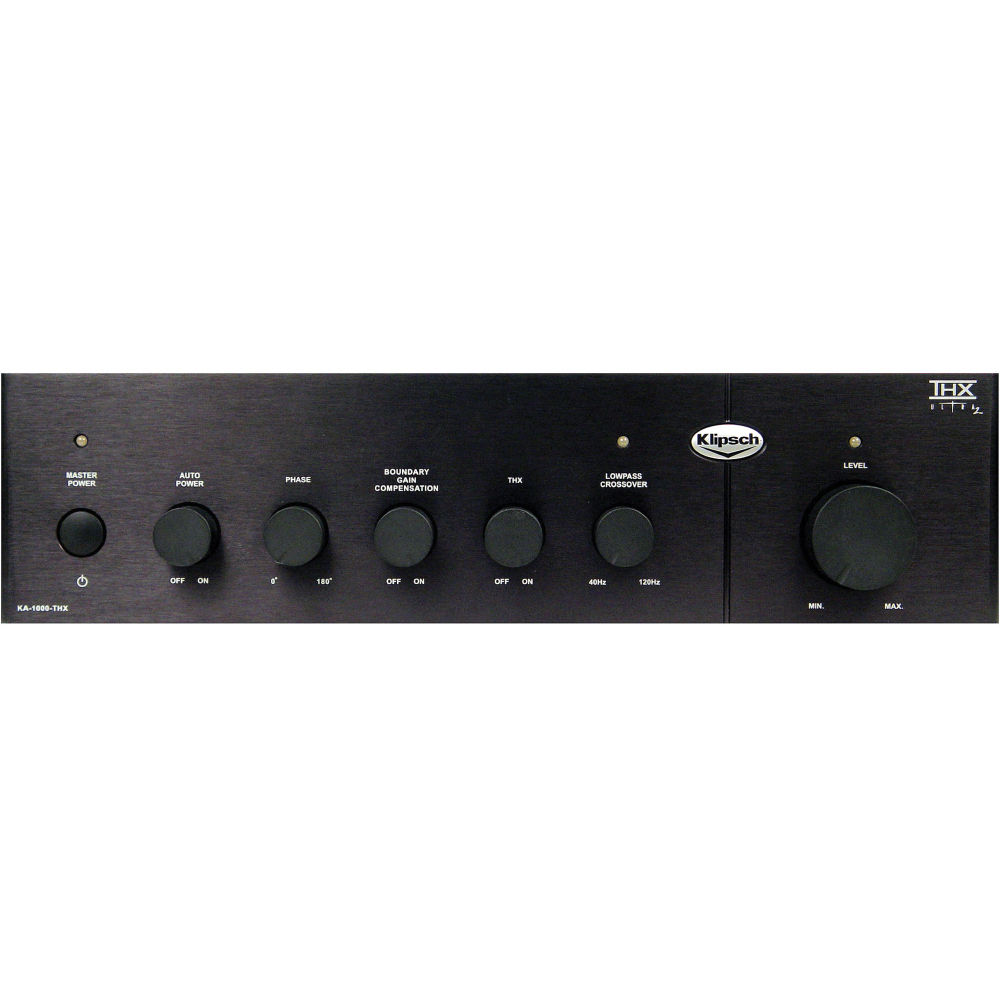 Klipsch Subwoofer Amplifier KA-1000-THX 1000W Clase D para 2 Subwoofers, Panel Frontal de
