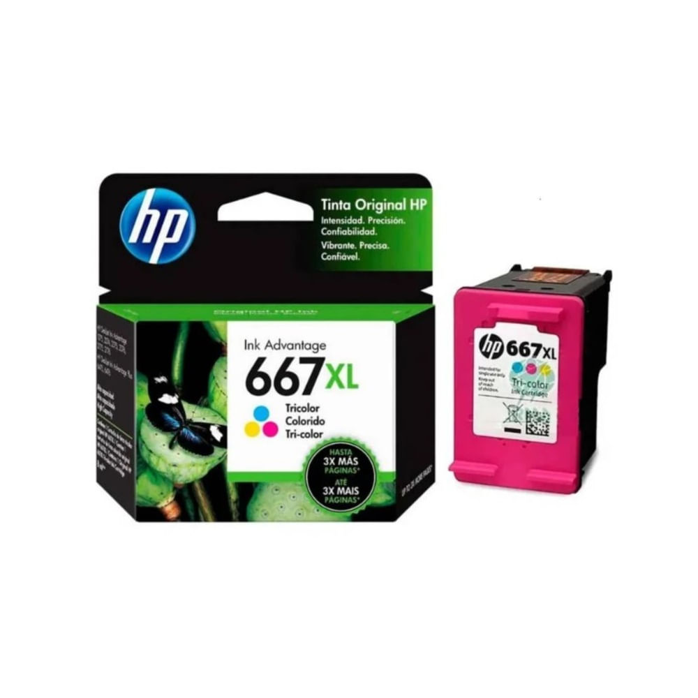 Cartucho de Tinta HP 667XL Tricolor Alto rendimiento Original 3YM80AL