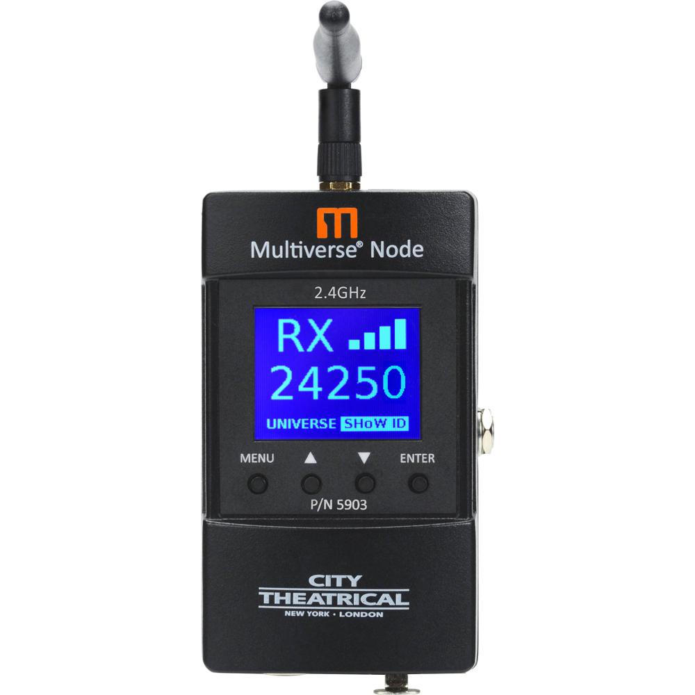 City Theatrical Multiverse Node 2.4 GHz - Transceptor DMX Inalámbrico con Conectores XLR