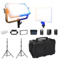 Dracast Webcast Plus 2-Light Kit Bi-Color con LED500 Plus y LED200, incluye batería V-Mou