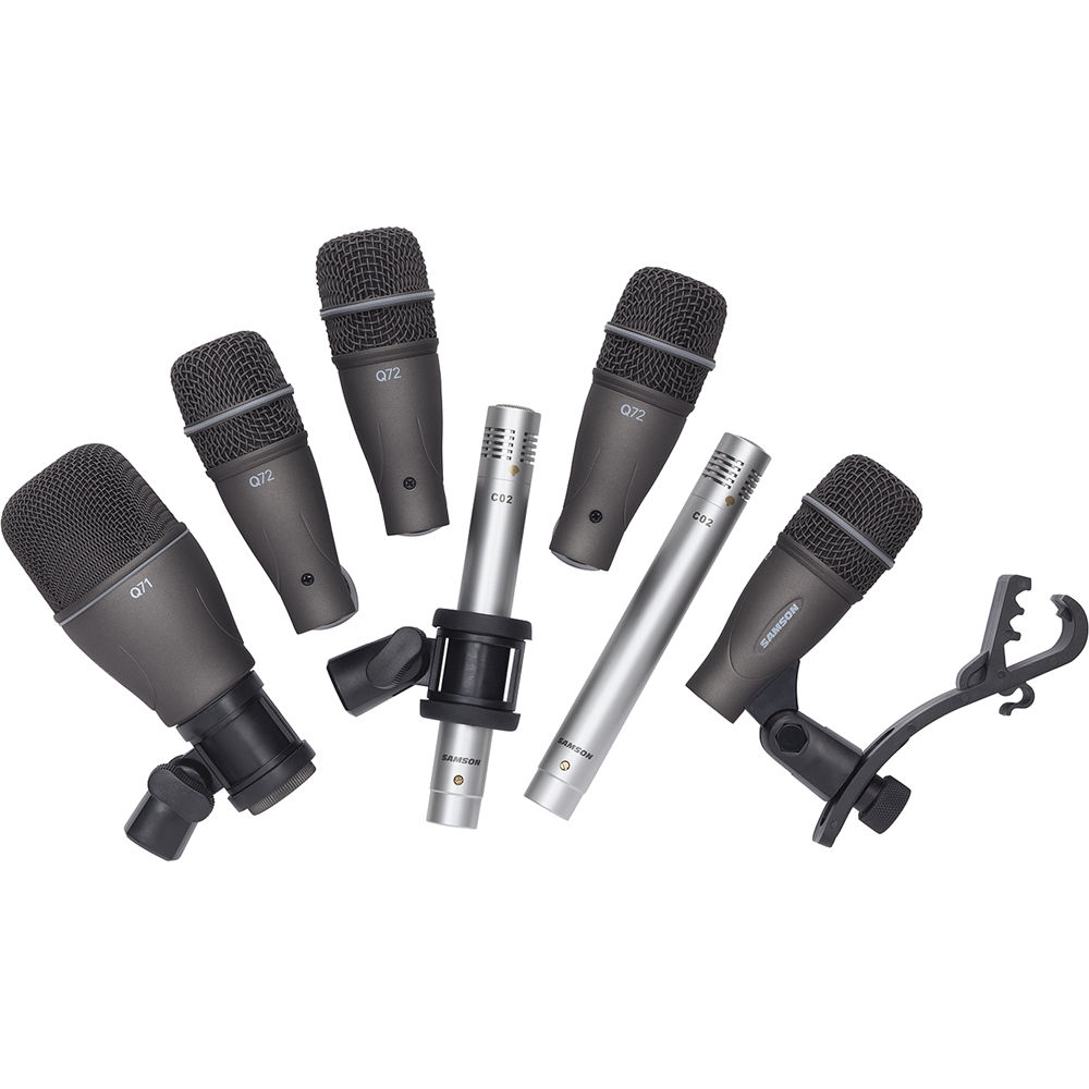Samson Kit de Micrófonos para Batería DK707 - 7 Piezas, Incluye 4 Micrófonos Q72, 1 Mic