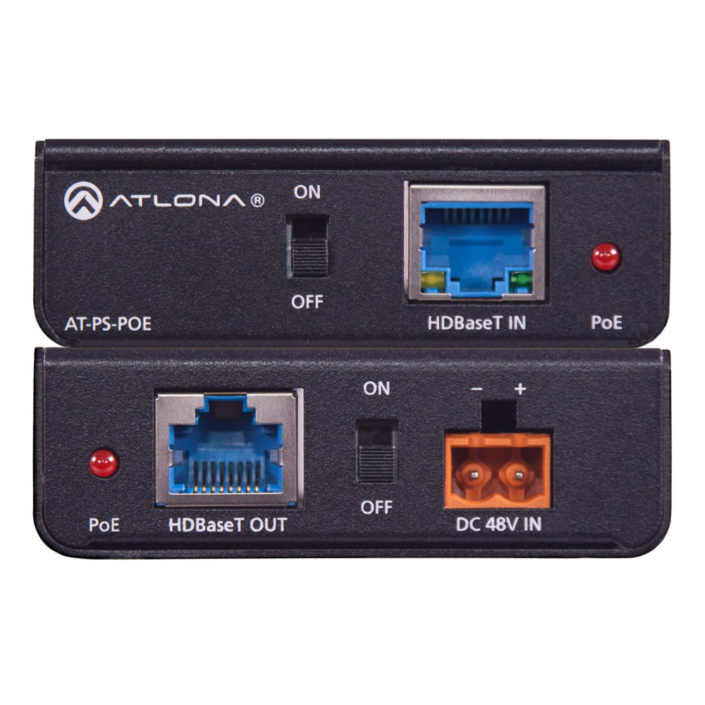 Atlona PoE Injector AT-PS-POE 48V - Soporte para 4K/UHD, 15.2W, 1 x RJ-45, Montaje incluid