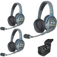 Eartec UltraLITE Intercom Inalámbrico de Dúplex Completo para 3 Personas con 3 Auricular