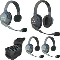 Eartec UltraLITE Intercom Inalámbrico de Dúplex Completo para 4 Personas con 3 Auricular