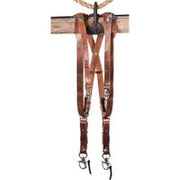 HoldFast Gear Money Maker 3-Camera Harness Large Tan - Cuero de Búfalo, Diseño en 'X', C