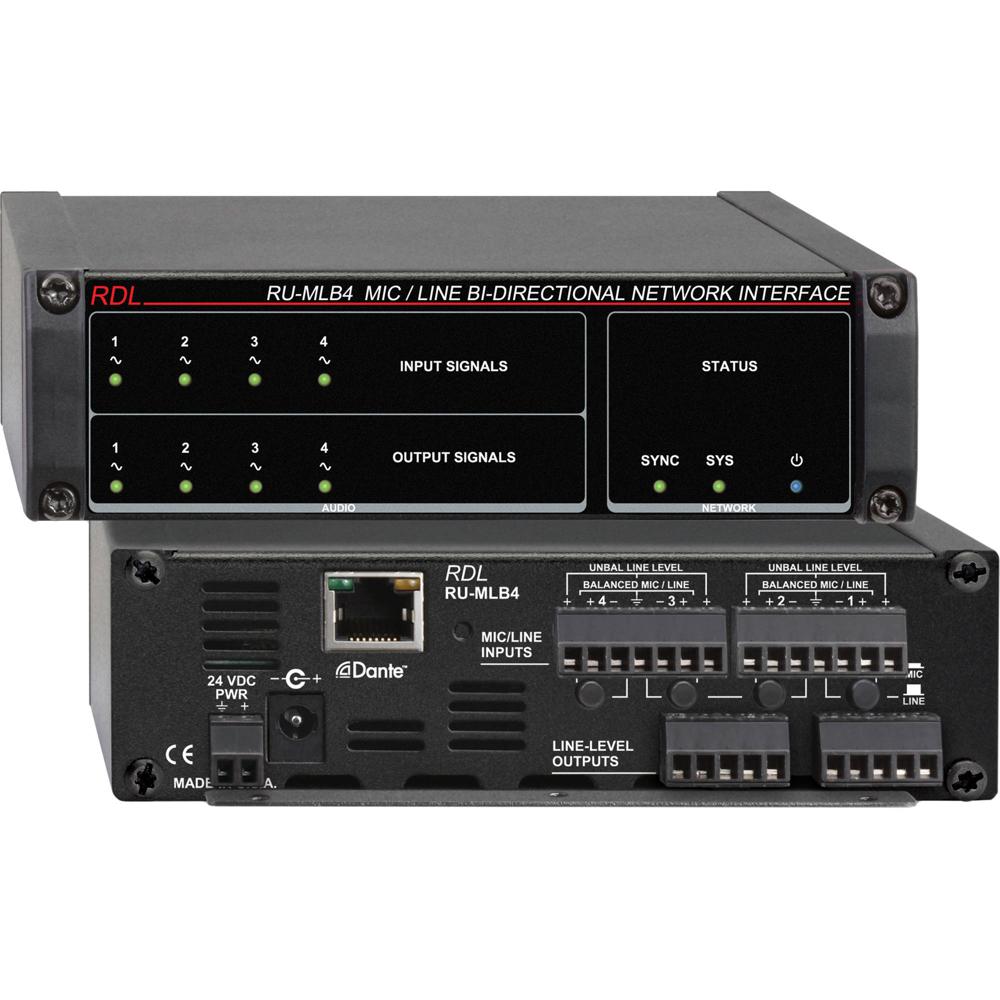 RDL Interfaz de Red Bi-Direccional RU-MLB4 para Micrófono/Línea con Cuatro Entradas/Sali
