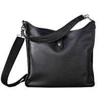 Oberwerth Kate Bolsa Multifuncional de Cuero Negro para Damas con Acentos y Botones Platea