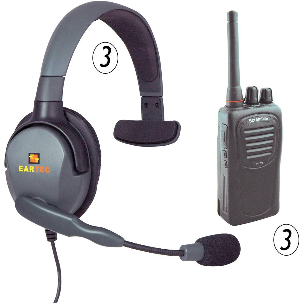 Eartec Scrambler SC-1000 Paquete de 3 Radios y Auricular Max 4G con PTT