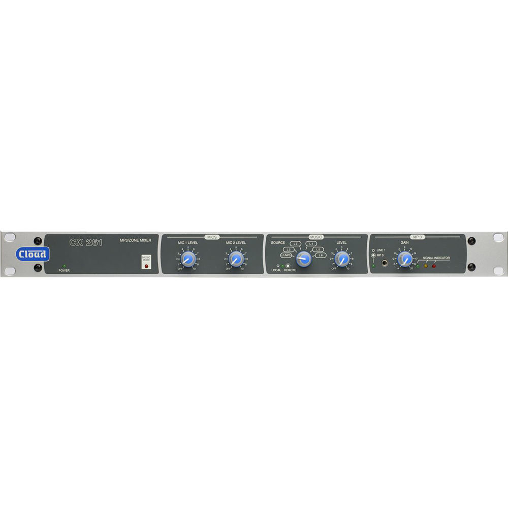 Cloud USA CX261 Mezclador de Audio Estéreo Rackmountable 1U con 6 Entradas de Línea y 2