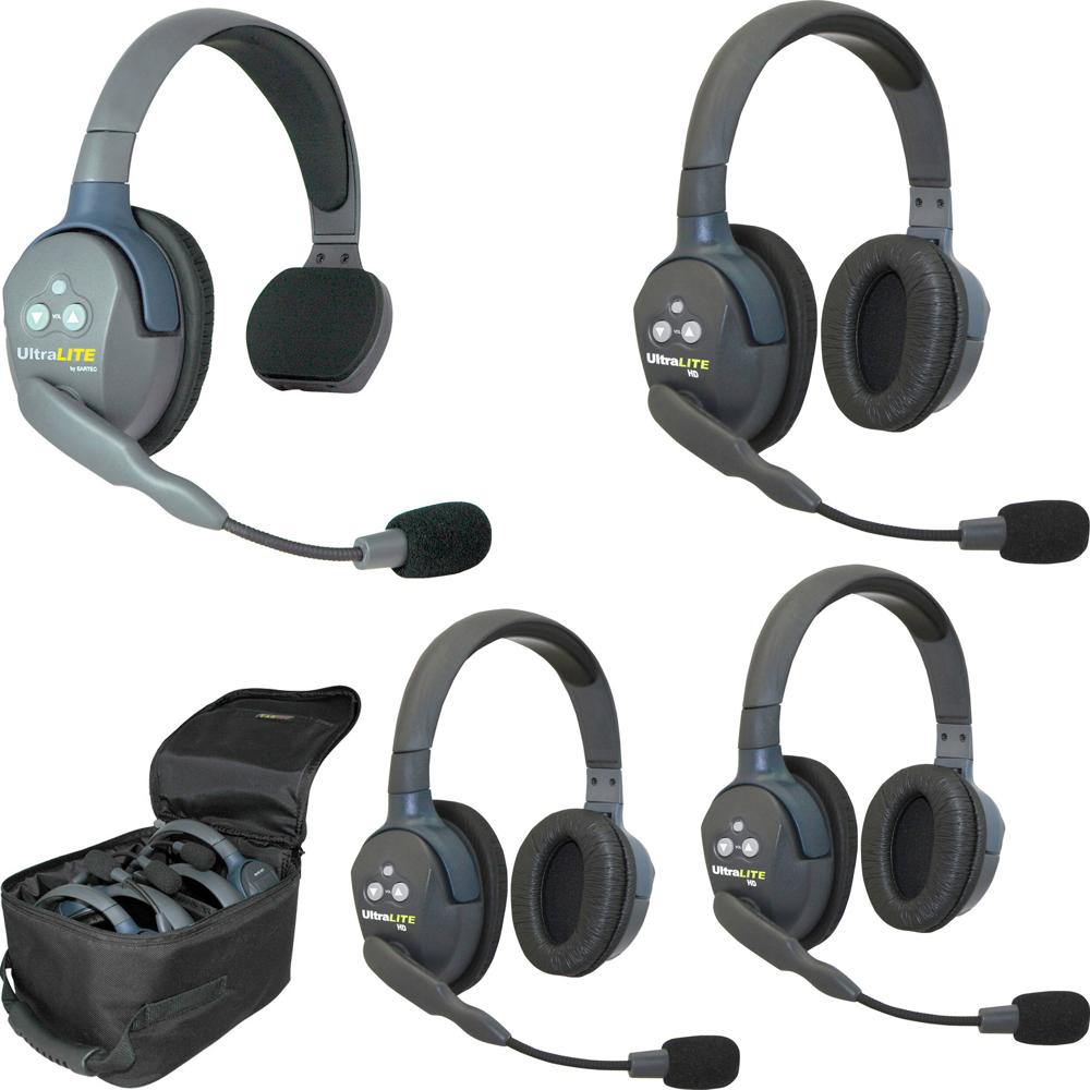 Eartec UltraLITE Intercom Inalámbrico de Dúplex Completo para 4 Personas con 1 Auricular