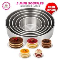 Set de 5 Moldes de Mini Soufflé o Suflé del 10 al 18 cm. para Repostería