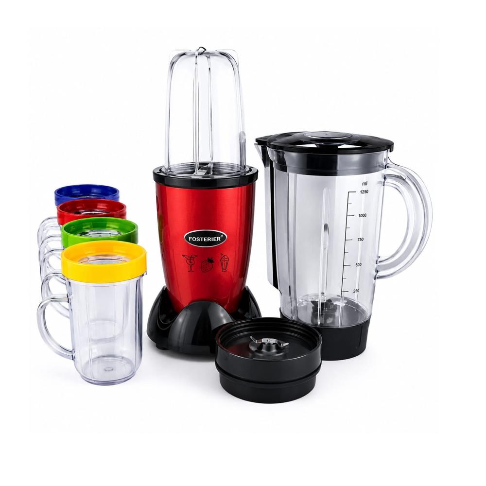 Extractor de Jugos y Procesadora Multifunción Fosterier 21 Piezas 700W Rojo