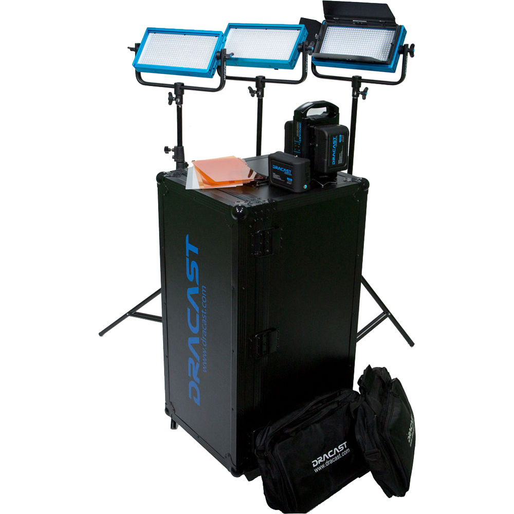 Dracast Kit de Iluminación LED500 Bi-Color Plus Series con 3 Luces, 3 Soportes y Accesori