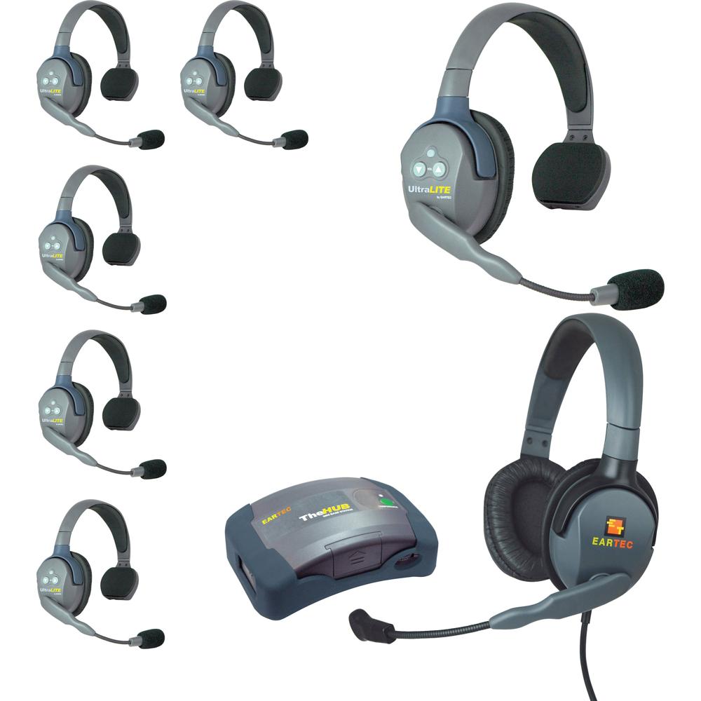 Eartec HUB7SMXD UltraLITE Sistema de Intercomunicación para 7 Personas con Max 4G Doble A