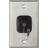 Camplex Placa de Pared de Acero Inoxidable 1-Gang con Conector OpticalCON Quad y Tapa de P