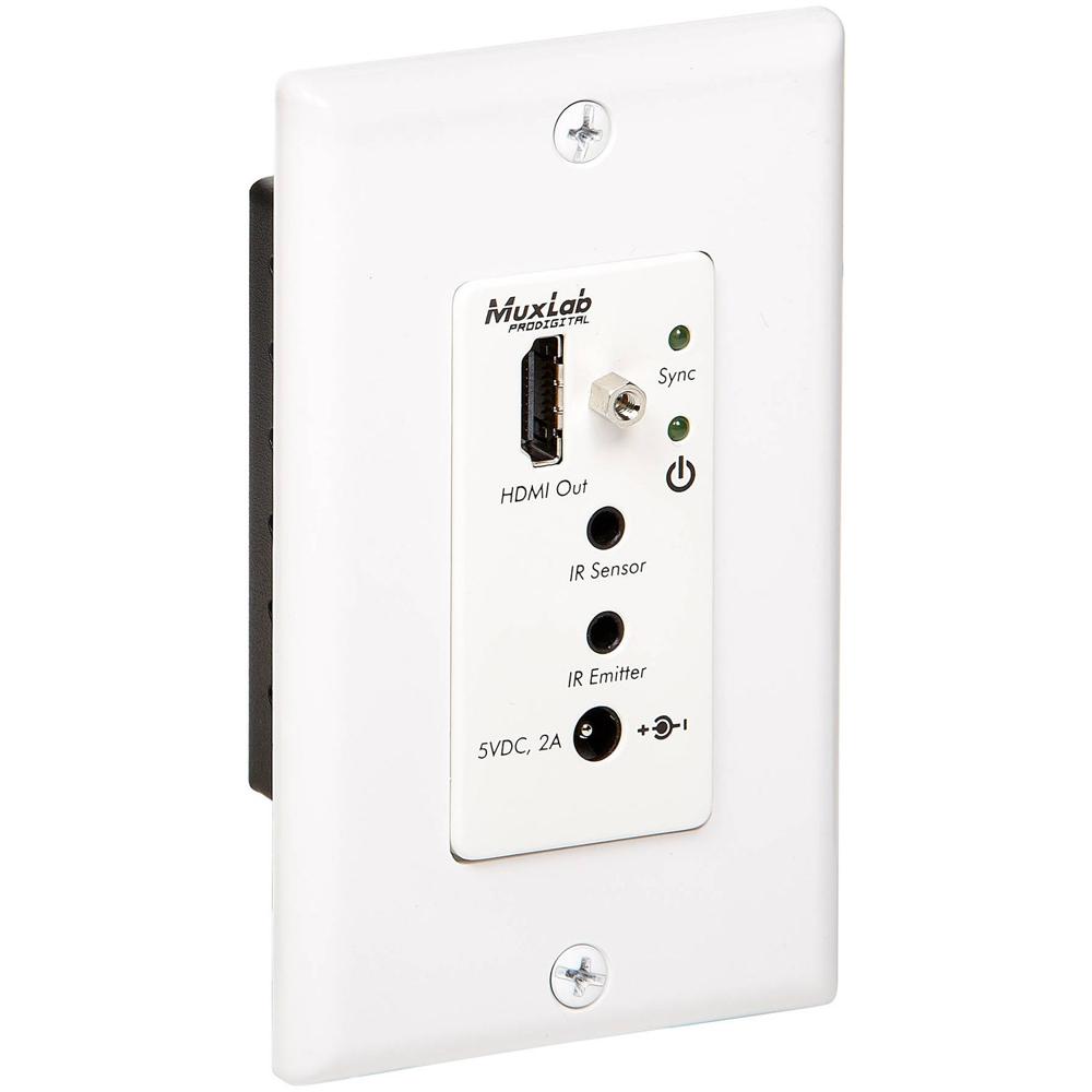MuxLab Receptor HDMI 500451-WP-DEC-RX para Placa de Pared Decora, 4K a 30fps, Soporte 3D,