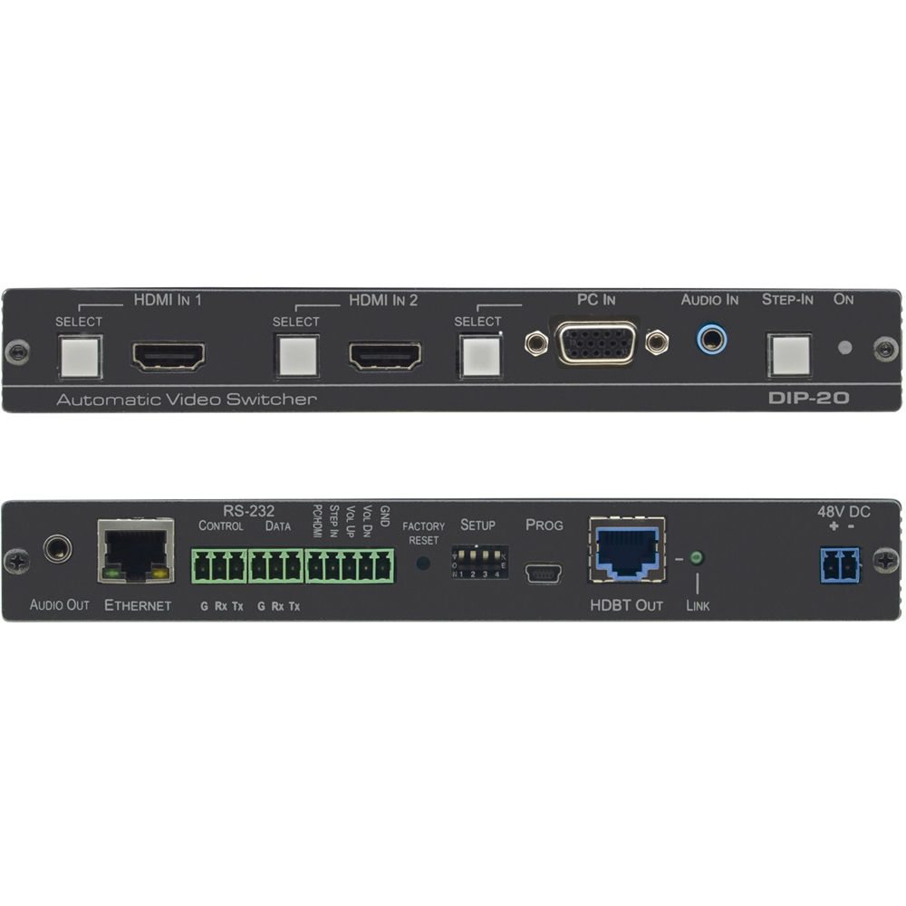 Kramer HDBaseT Transmitter DIP-20 4K UHD con entrada HDMI y VGA, audio estéreo, detecció