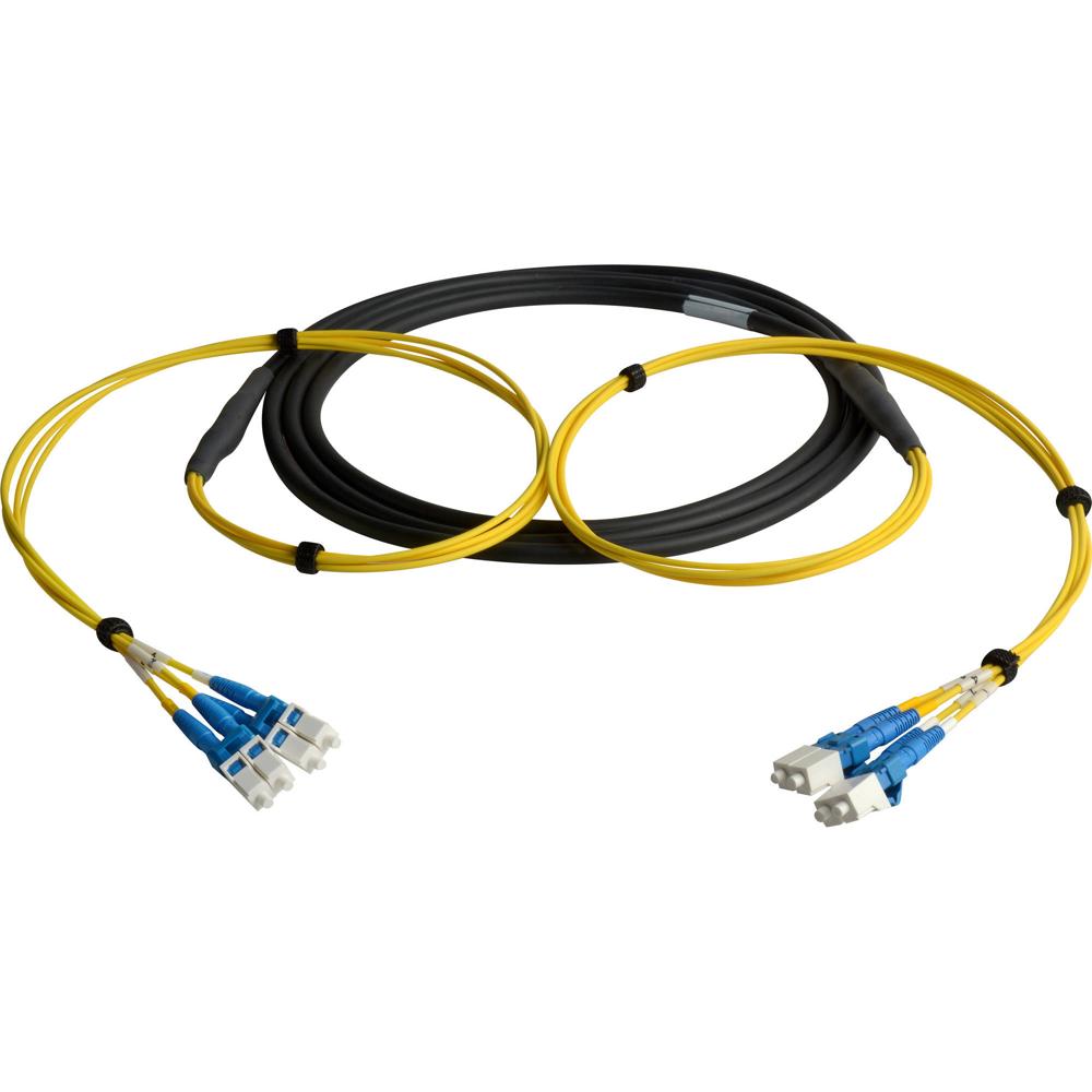 Camplex Cable de Fibra Óptica Táctico de Cuatro Canales LC Monomodo 100' - Resistente a