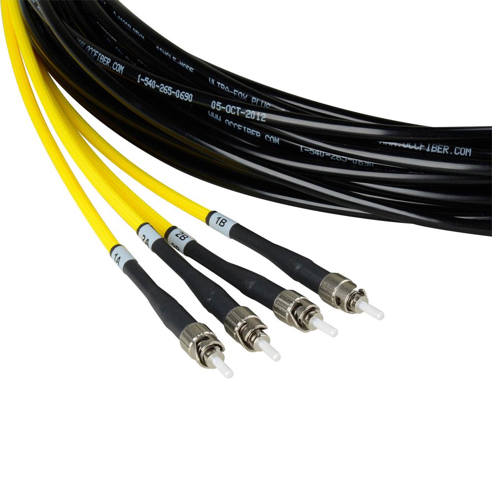 Camplex Cable Táctico de Fibra Óptica de 2 Canales ST de Modo Simple 50' - Resistente a