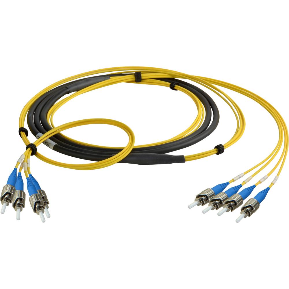 Camplex Cable de Fibra Óptica Táctico de 4 Canales ST CMX-TS 100' Monomodo, Resistente a