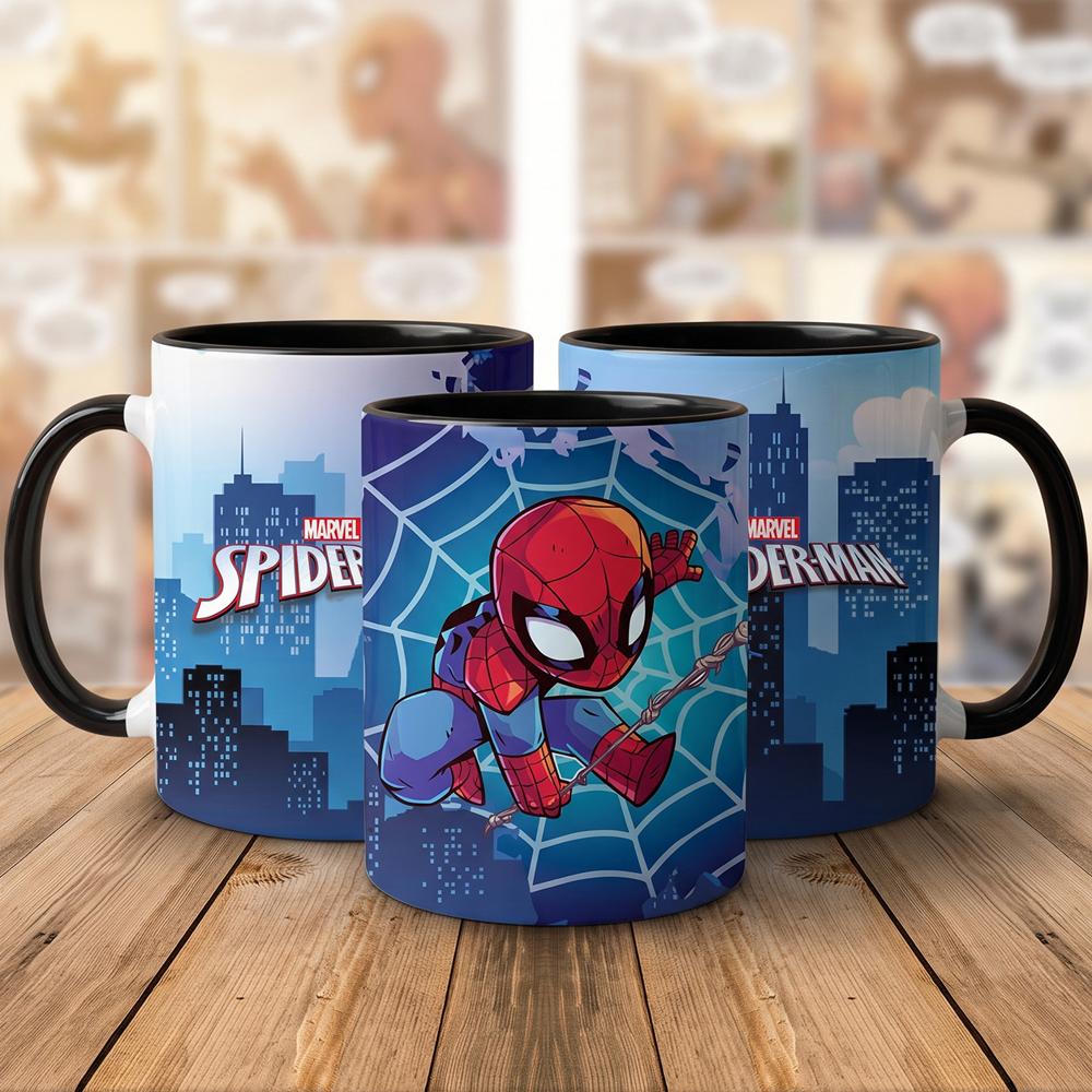 TAZA SPIDERMAN DE COLOR NEGRO