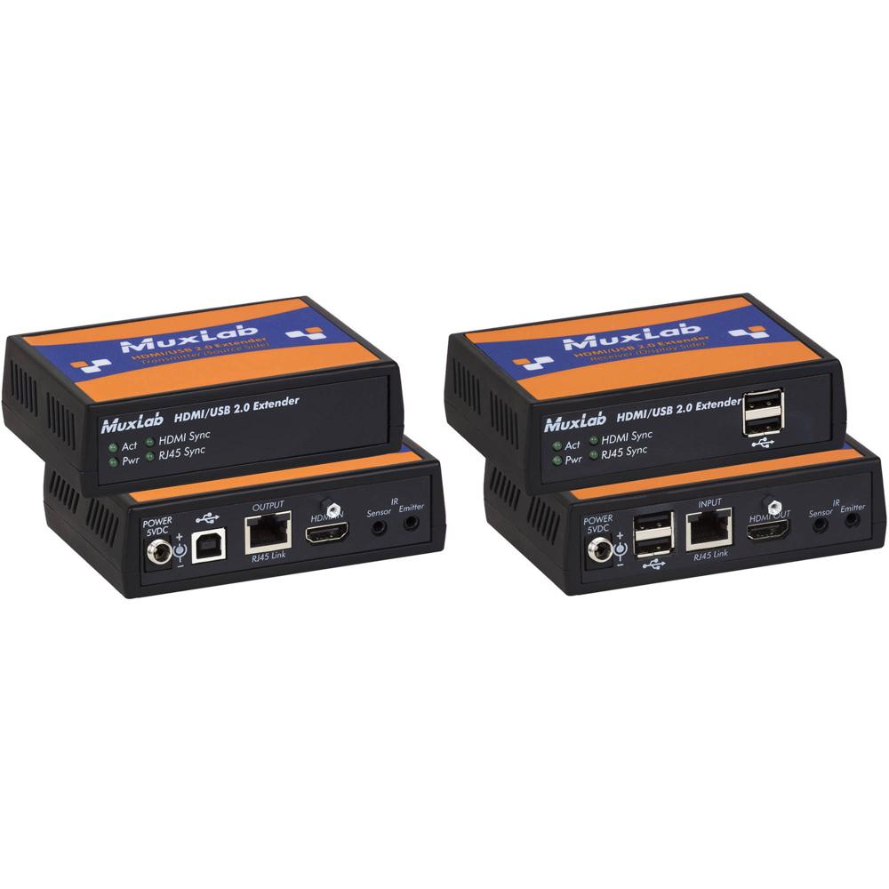 MuxLab Extensor HDMI/USB 2.0 Kit 330 ft, Soporta 4K a 30 fps, Hub USB de 4 Puertos