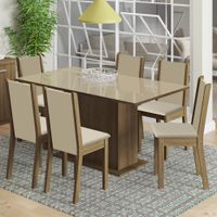 Juego de Comedor Moscou Plus con 6 Sillas - Marrón Crema Beige