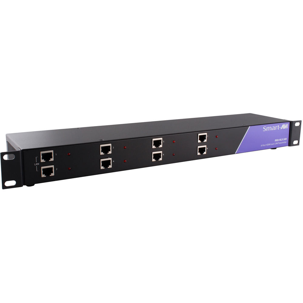 Smart-AVI Extensor HDMI/IR de 8 Puertos sobre LAN RK8-HLX-500, 4K, 500 ft, Montaje en Rack