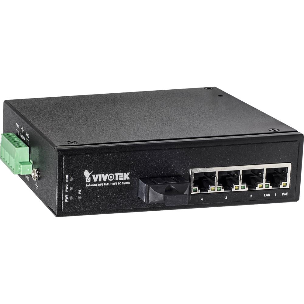 Vivotek AW-IHT-0502 Switch Industrial con 4 Puertos FE PoE y 1 Puerto SC Monomodo