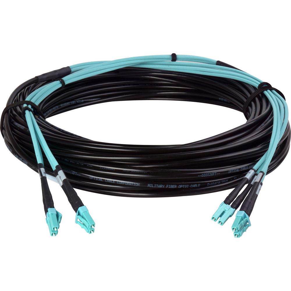 Camplex Cable de Fibra Óptica Táctico Multicanal LC OM3 100' - Resistente a Abrasión y