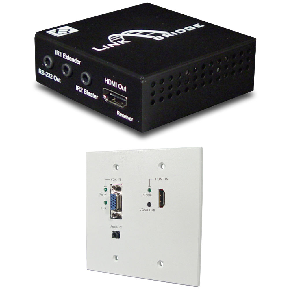 Link Bridge Kit Transmisor de Pared HDBaseT HDMI/VGA y Receptor HDBaseT Lite (197')