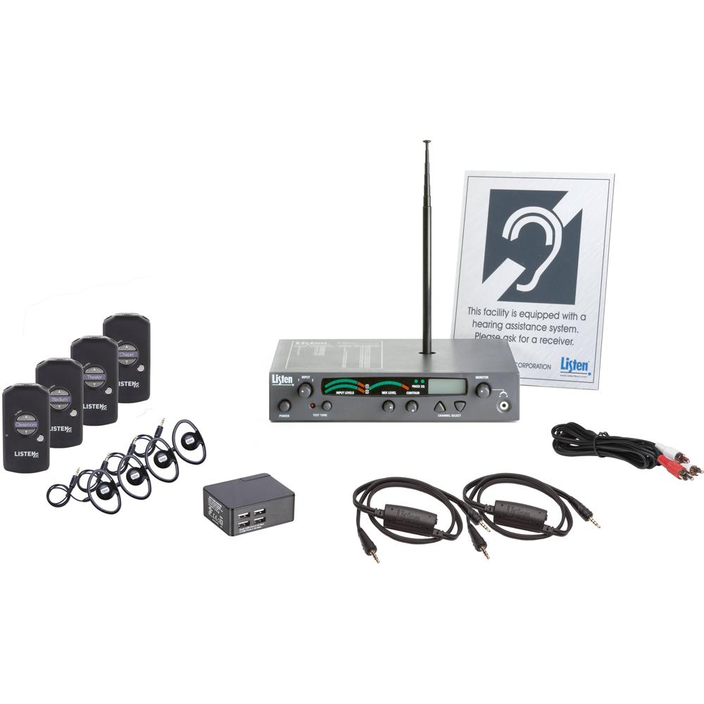 Listen Technologies Sistema RF Estacionario iDSP Advanced Level I 216 MHz con 4 Receptores