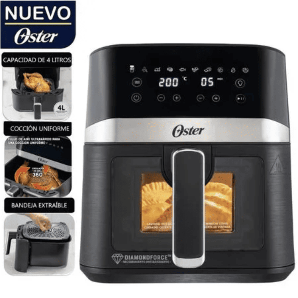 Freidora de Aire Oster 4L Digital con Ventana Negra CKSTAF40WDDF