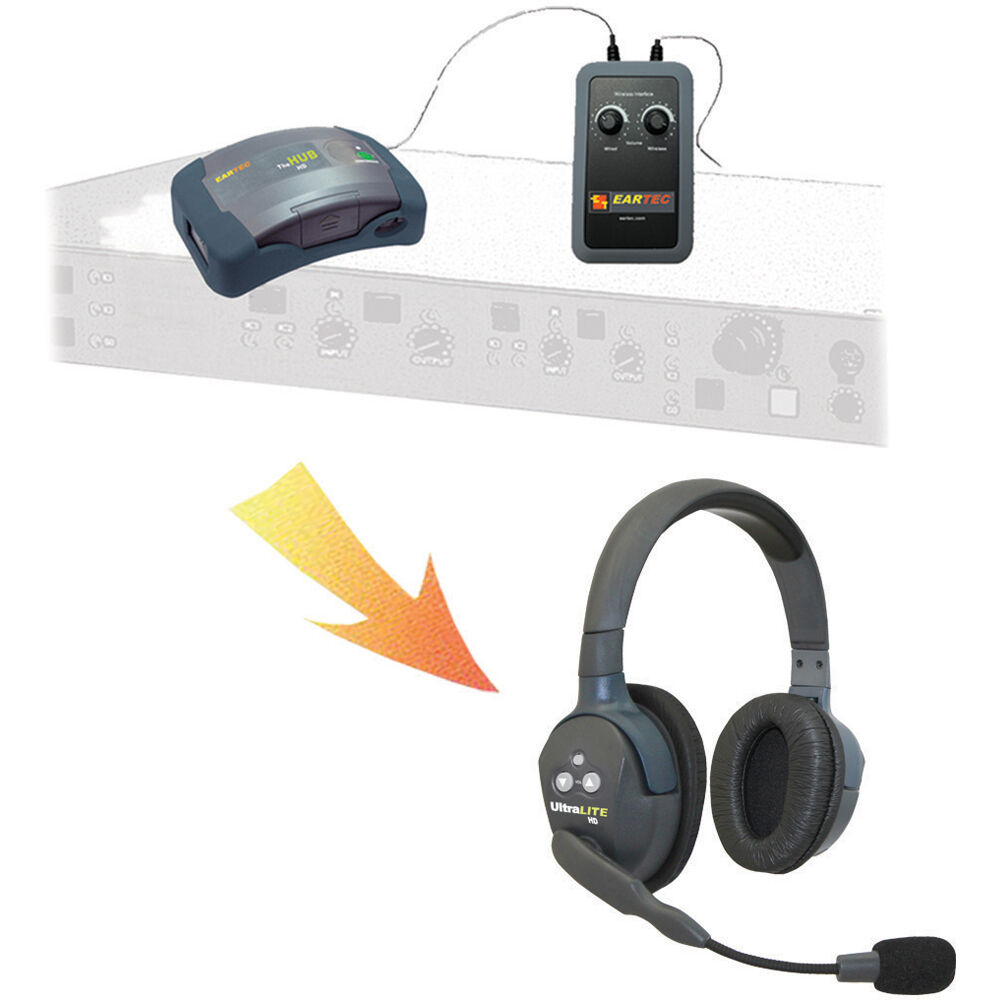 Eartec UltraLITE Auriculares Inalámbricos Full Duplex - Adición para Intercomunicador RT